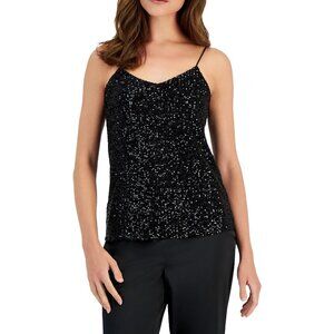 Anne Klein Womens Sequined Pullover Top Black Size M MSRP $69